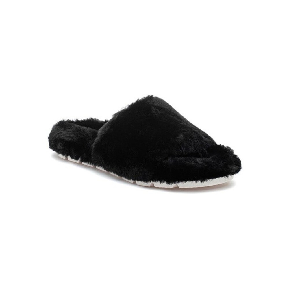 Jslides Lovlie Slipper Women's Black Faux Fur Round Toe Slip-On Slide Jobb1435